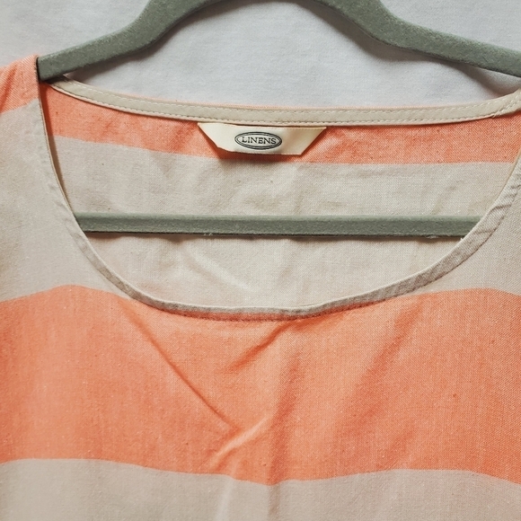 Linens salmon pink and cream striped poncho - Picture 4 of 6